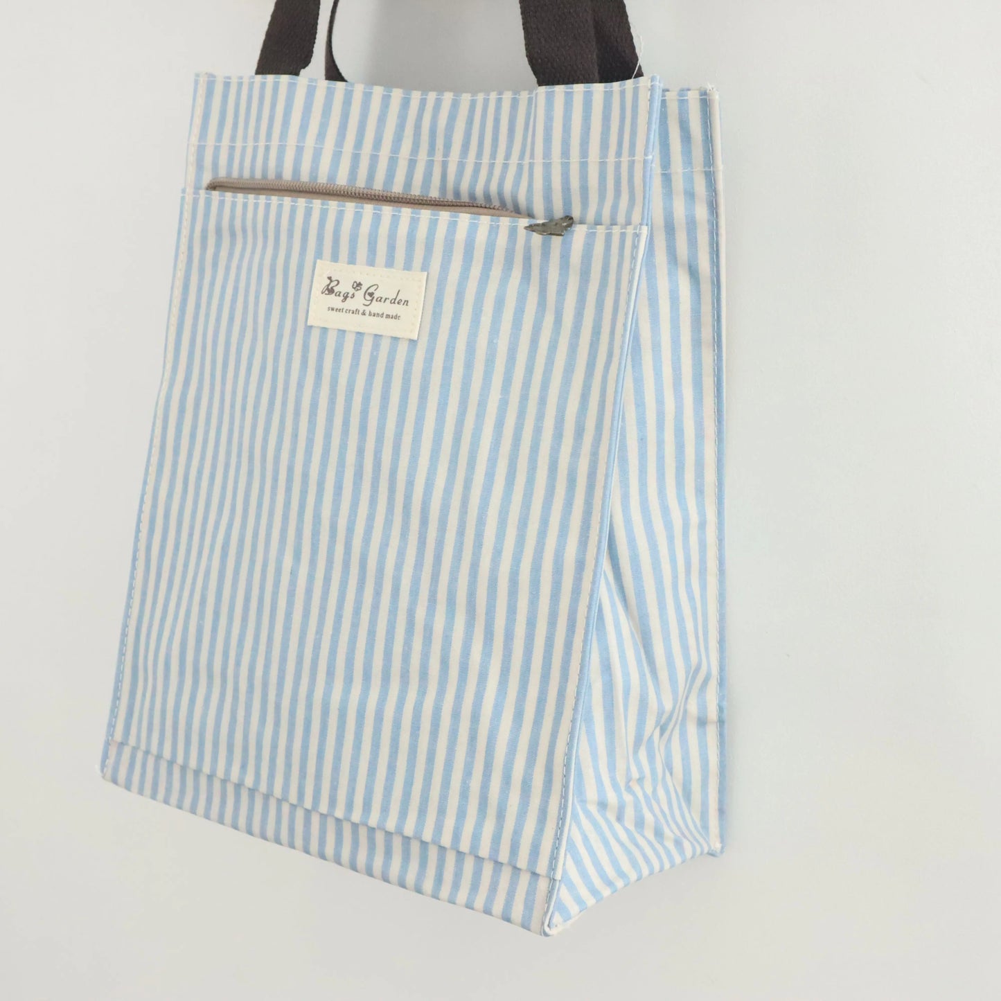 Bags Garden bolso de mano Tote de mano mediana impermeable Raya Azul Bags Garden Bags Garden