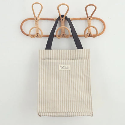 Bags Garden bolso de mano Tote de mano mediana impermeable Raya Beige Bags Garden Bags Garden