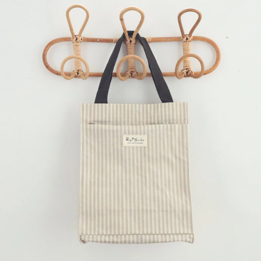 Bags Garden bolso de mano Tote de mano mediana impermeable Raya Beige Bags Garden Bags Garden