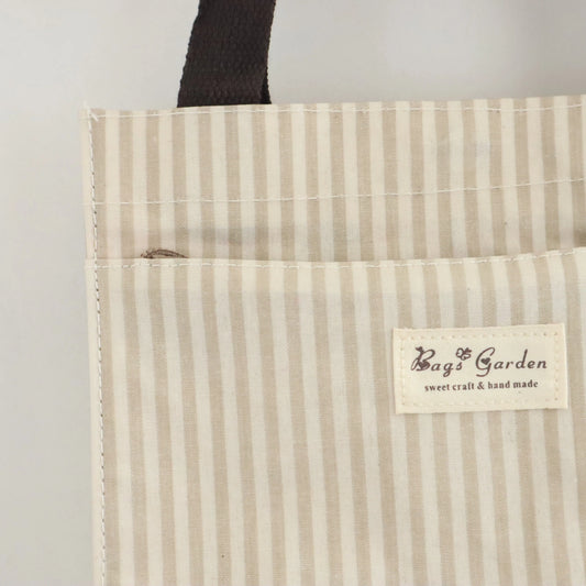 Bags Garden bolso de mano Tote de mano mediana impermeable Raya Beige Bags Garden Bags Garden