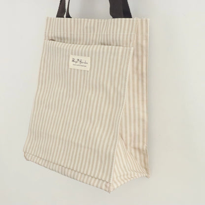 Bags Garden bolso de mano Tote de mano mediana impermeable Raya Beige Bags Garden Bags Garden