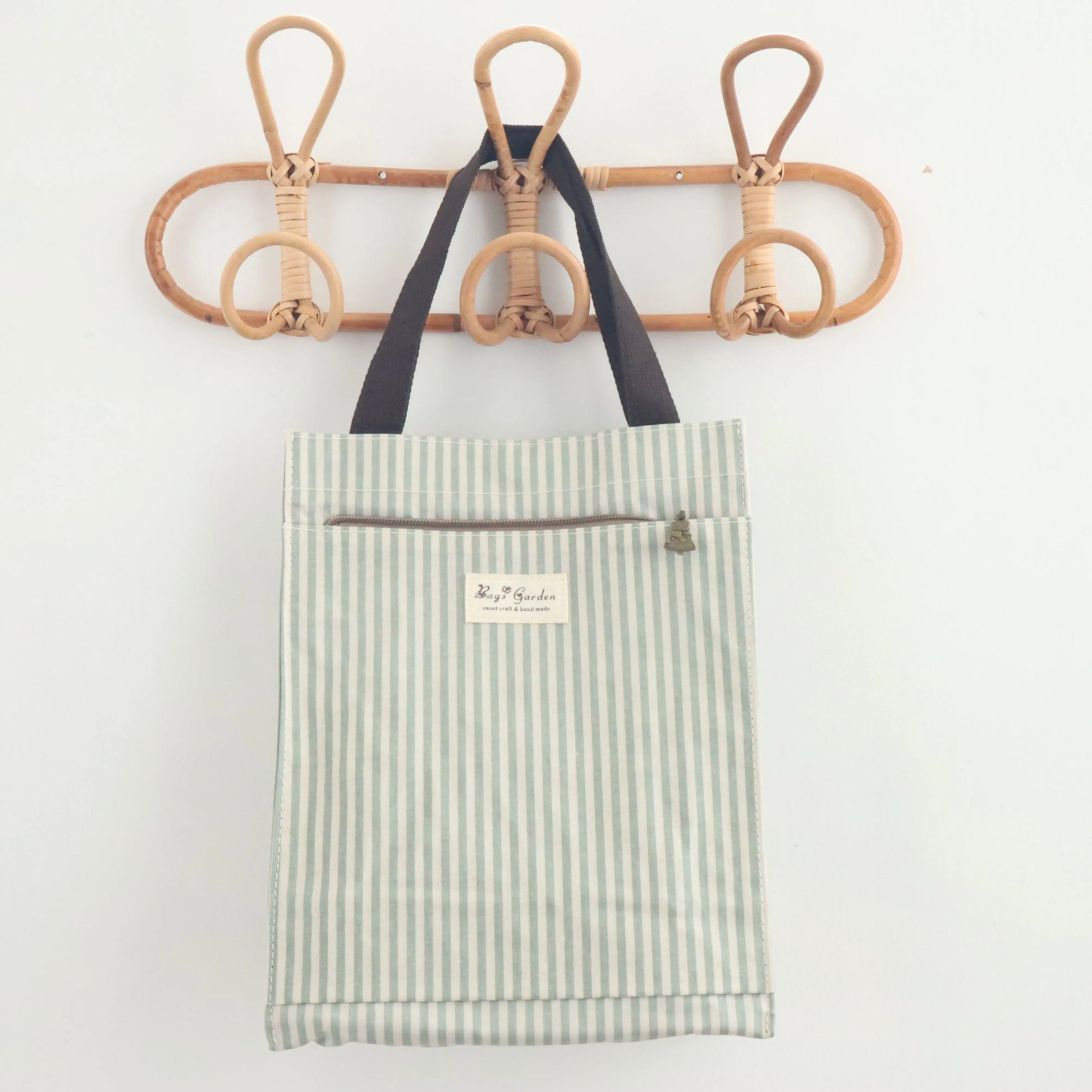 Bags Garden bolso de mano Tote de mano mediana impermeable Raya Mint Bags Garden Bags Garden