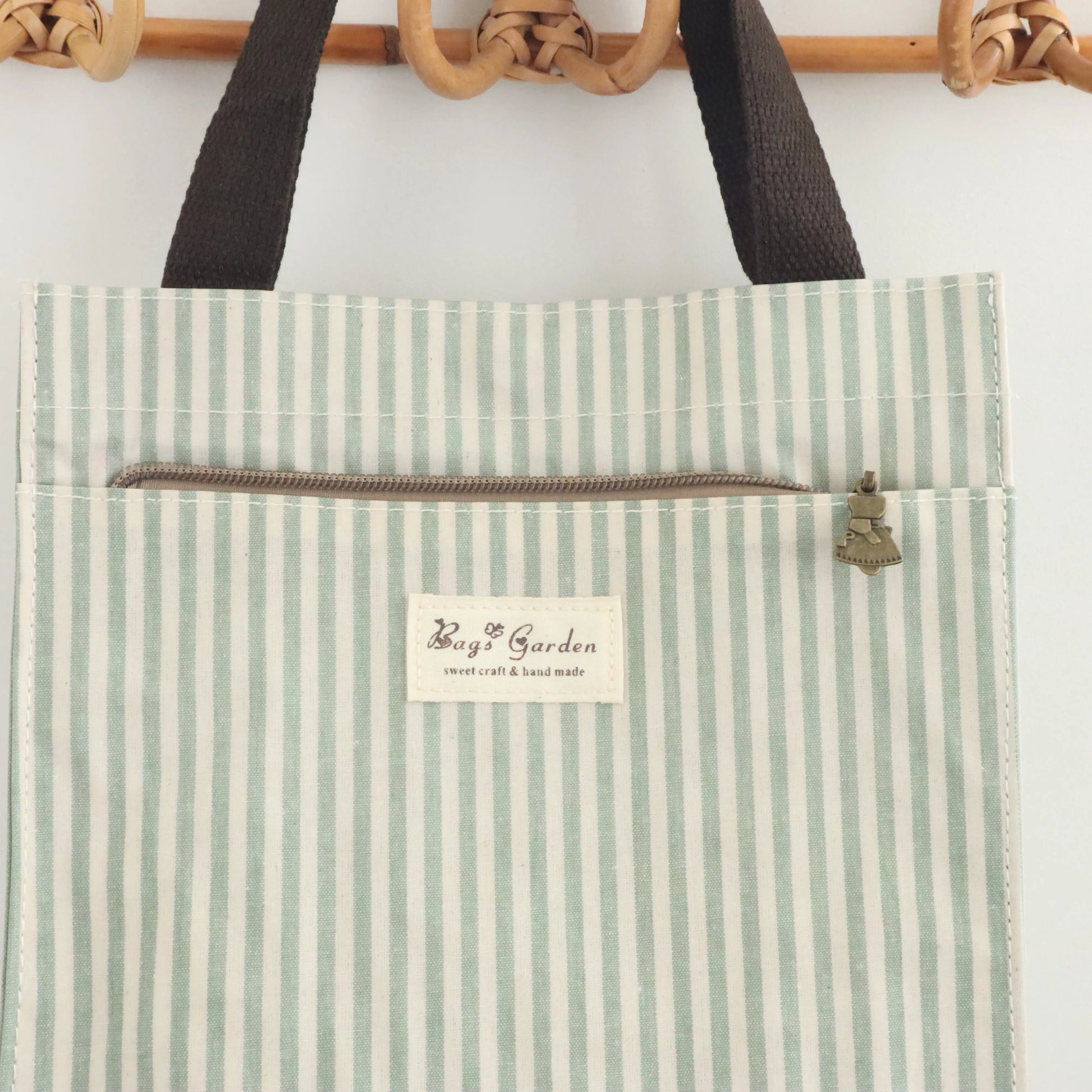 Bags Garden bolso de mano Tote de mano mediana impermeable Raya Mint Bags Garden Bags Garden