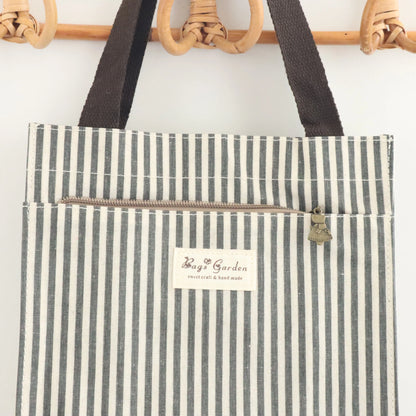 Bags Garden bolso de mano Tote de mano mediana impermeable Raya Negro Bags Garden Bags Garden