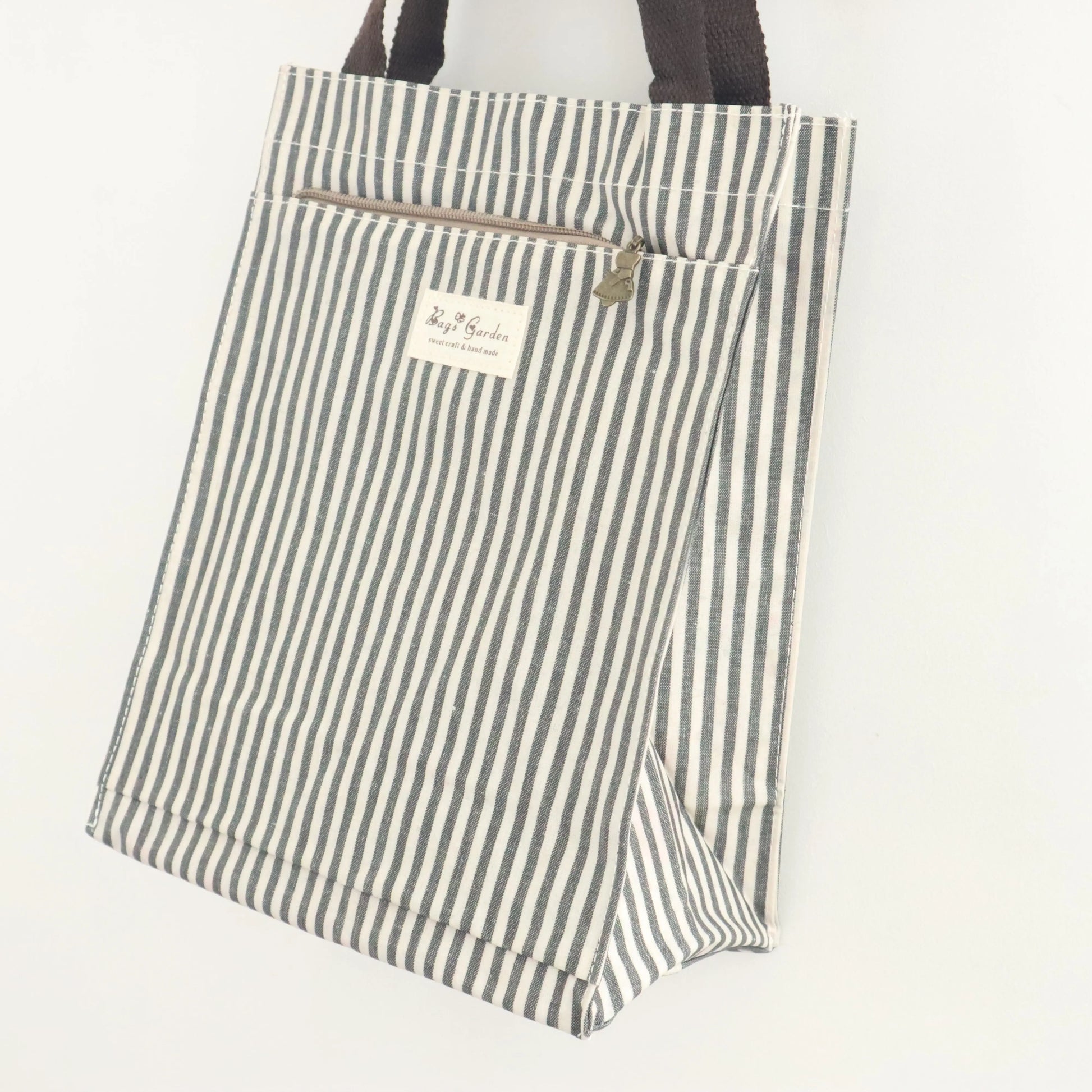 Bags Garden bolso de mano Tote de mano mediana impermeable Raya Negro Bags Garden Bags Garden