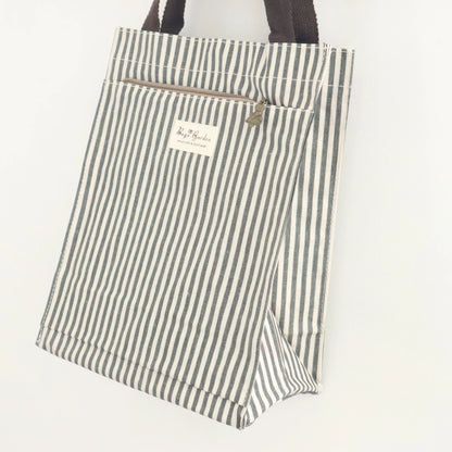Bags Garden bolso de mano Tote de mano mediana impermeable Raya Negro Bags Garden Bags Garden