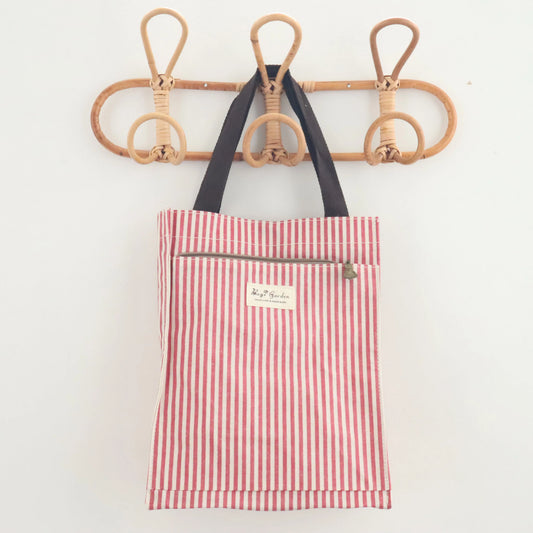 Bags Garden bolso de mano Tote de mano mediana impermeable Raya Rojo Burdeos Bags Garden Bags Garden