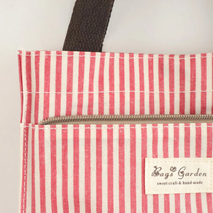 Bags Garden bolso de mano Tote de mano mediana impermeable Raya Rojo Burdeos Bags Garden Bags Garden