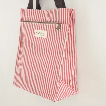 Bags Garden bolso de mano Tote de mano mediana impermeable Raya Rojo Burdeos Bags Garden Bags Garden