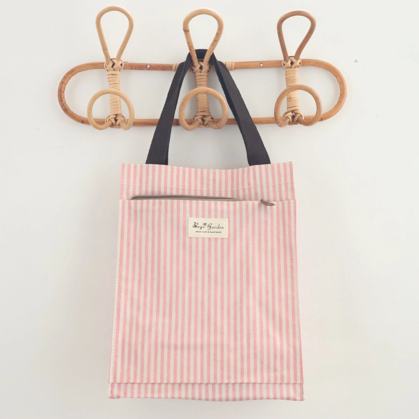 Bags Garden bolso de mano Tote de mano mediana impermeable Raya Rosa Bags Garden Bags Garden