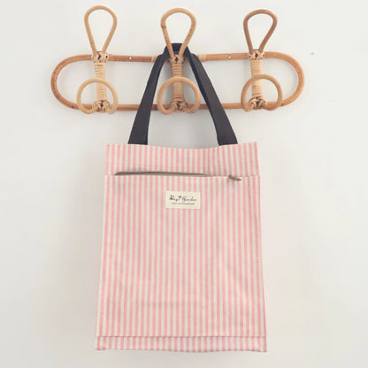 Bags Garden bolso de mano Tote de mano mediana impermeable Raya Rosa Bags Garden Bags Garden