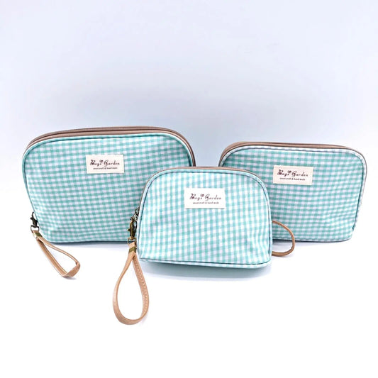 Trío de neceseres waterproof Vichy Mint Bags Garden