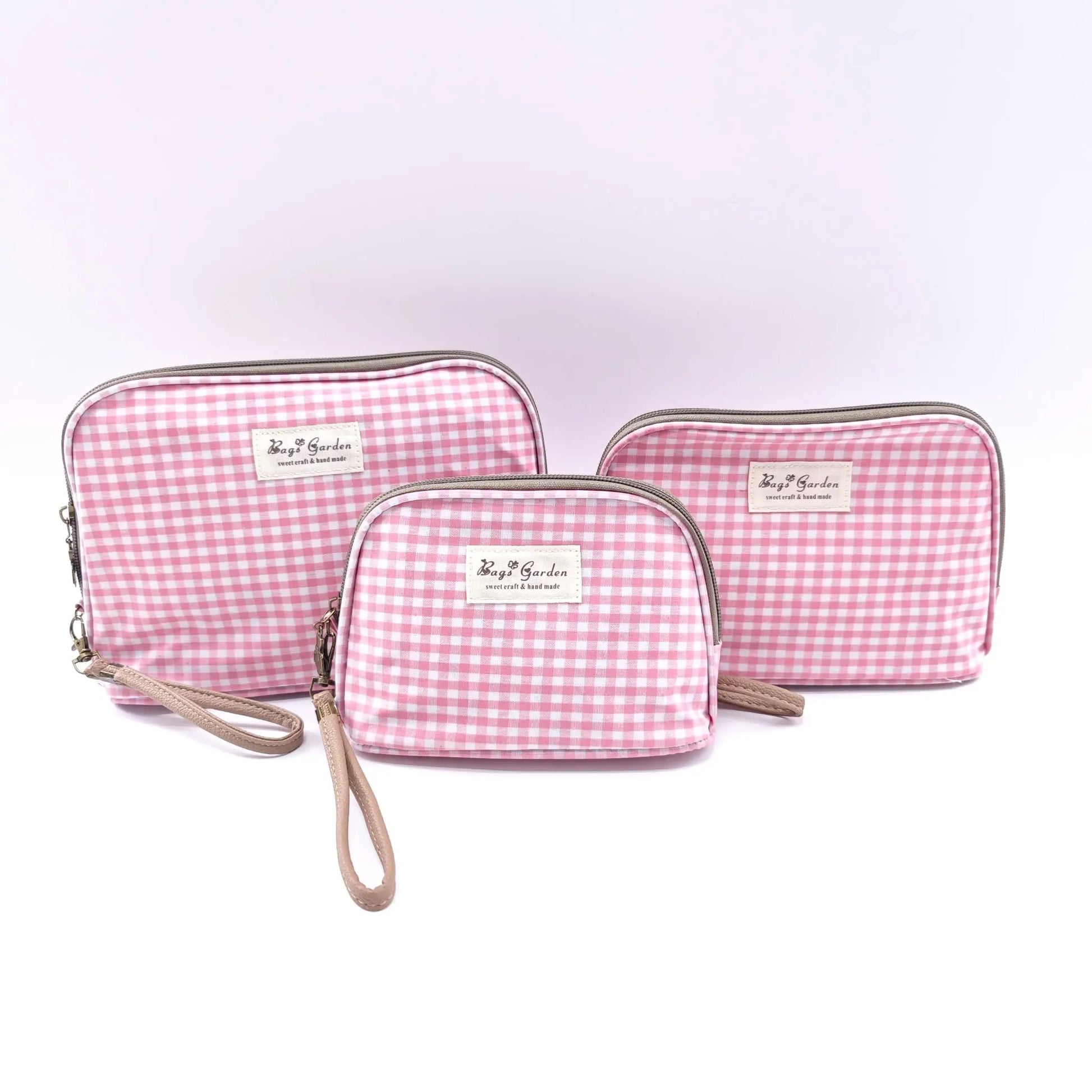 Bags Garden neceser Trío de neceseres waterproof Vichy Rosa Bags Garden Bags Garden